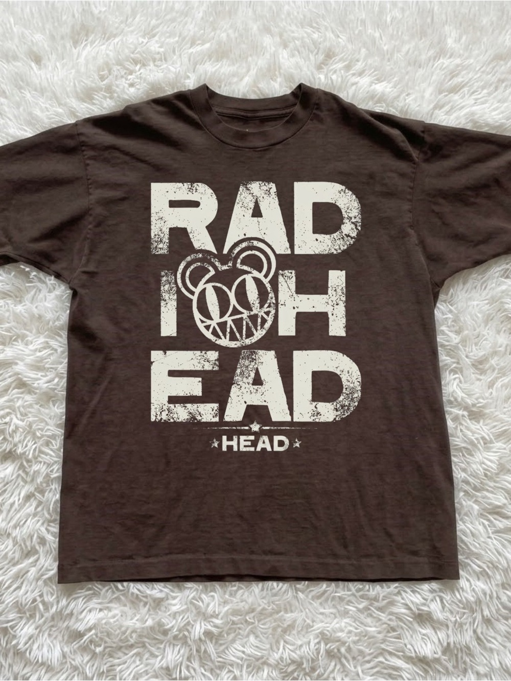 Gildan Brown Radiohead Graphic Tee with White Print